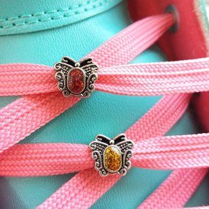 4/$20 Red Butterfly lace lock charm Roller Skate shoelace butterfly charm
